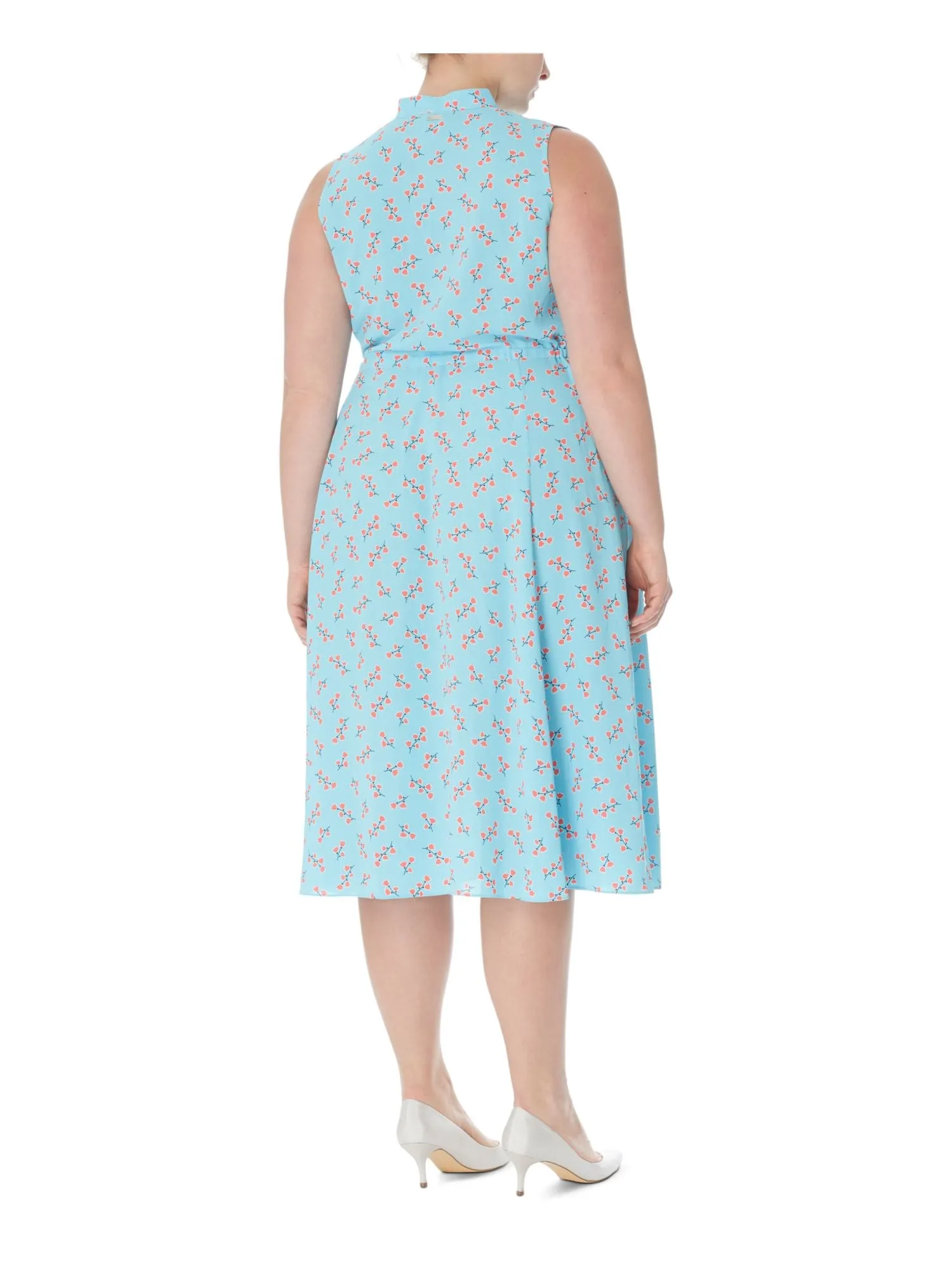 ANNE KLEIN Womens Aqua Sleeveless Split Midi Party Fit   Flare Dress