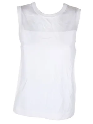 ANNE KLEIN Womens Ivory Sleeveless Illusion Neckline Top