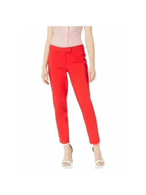 ANNE KLEIN Womens Red Zippered Pocketed Wear To Work Straight leg Pants