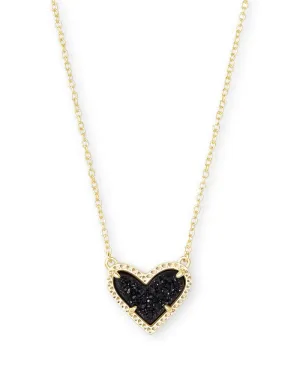 Ari Heart Gold Pendant Necklace in Black Drusy by Kendra Scott