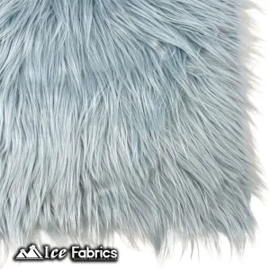 Baby Blue IceFabrics Square Shaggy Long Pile Faux Fur Fabric