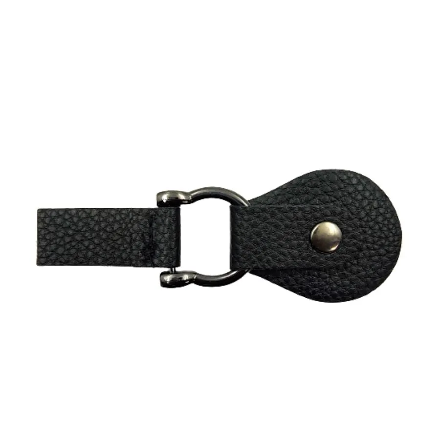 Black Nickel With Black PU Snap Belt Buckle