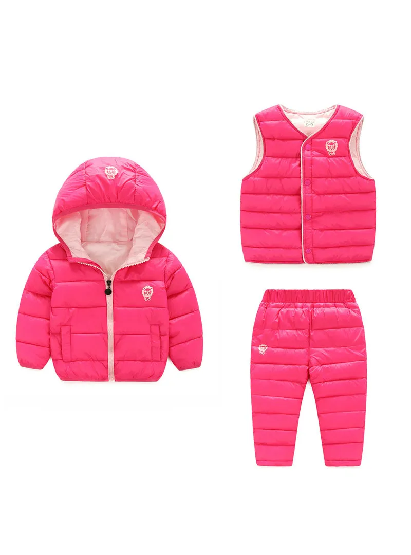 Boys Girls Clothing Sets Winter 3Pcs Hoody