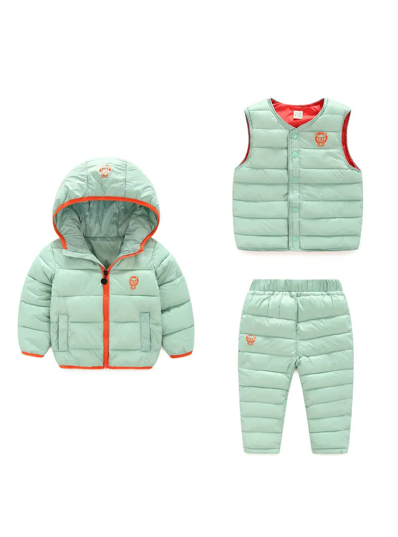 Boys Girls Clothing Sets Winter 3Pcs Hoody