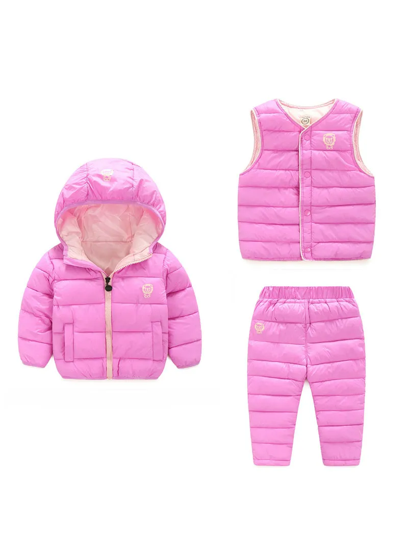 Boys Girls Clothing Sets Winter 3Pcs Hoody