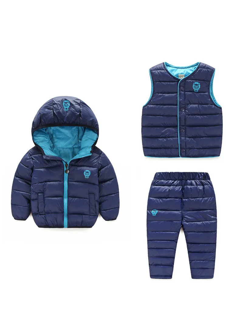 Boys Girls Clothing Sets Winter 3Pcs Hoody