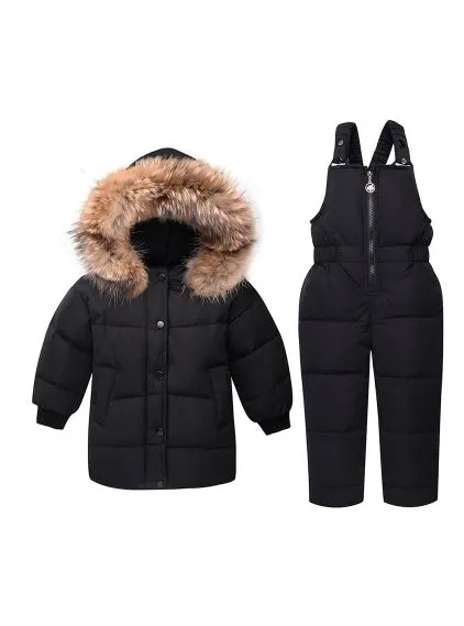 Boys Ski Suit Girl Down Jacket Coat Bib Pants 2pcs