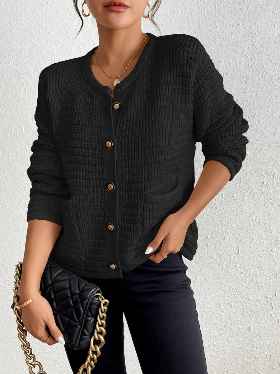 Button Down Knit Jackets with Pockets