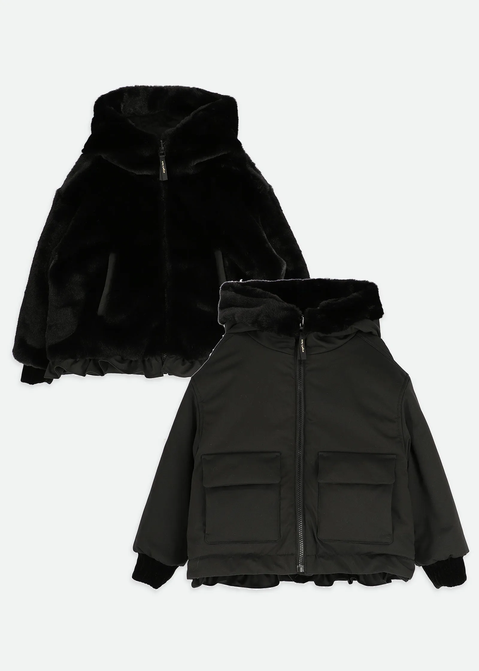 Cathleen Reversible Hooded Coat Black