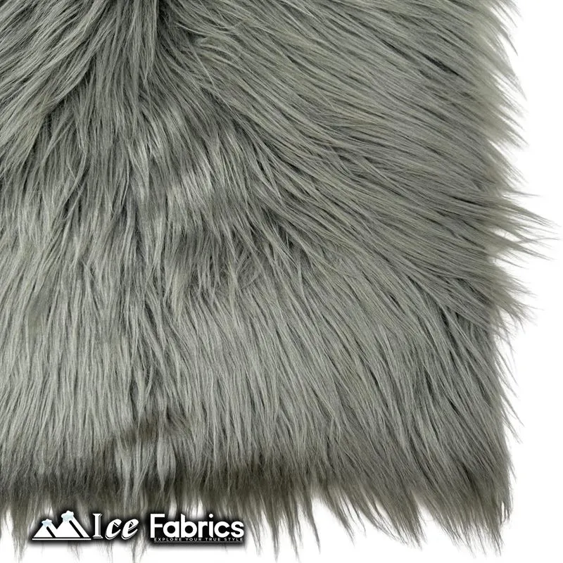 Charcoal IceFabrics Square Shaggy Long Pile Faux Fur Fabric