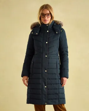 Cherington Navy Showerproof Longline Padded Coat