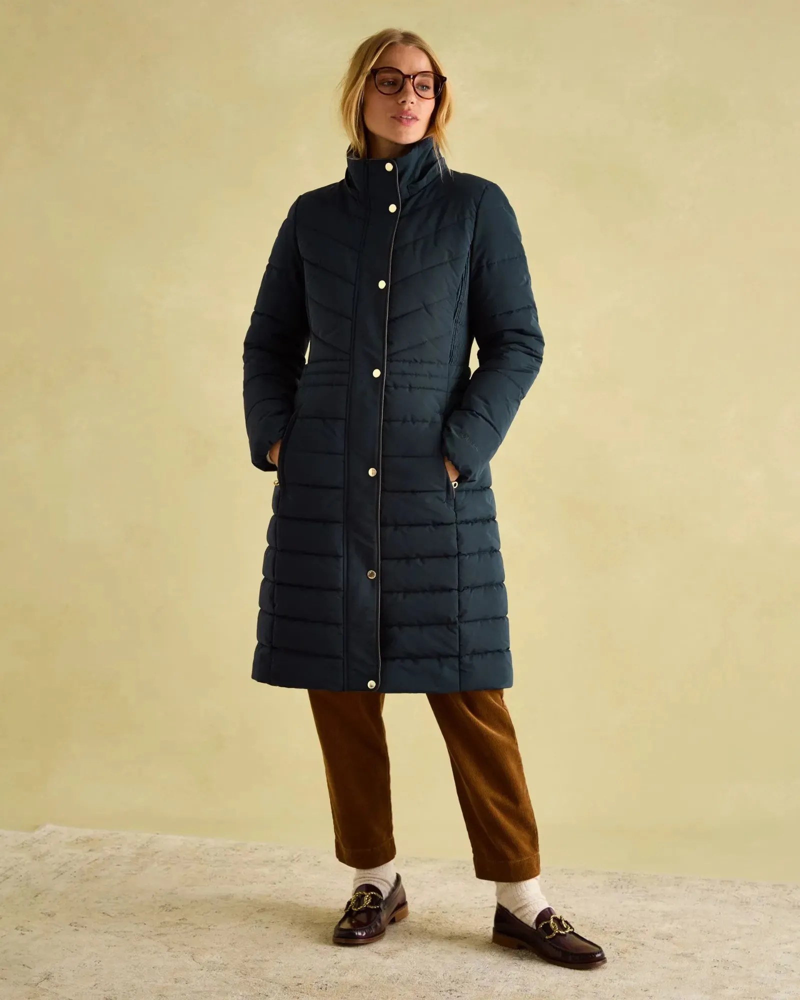 Cherington Navy Showerproof Longline Padded Coat