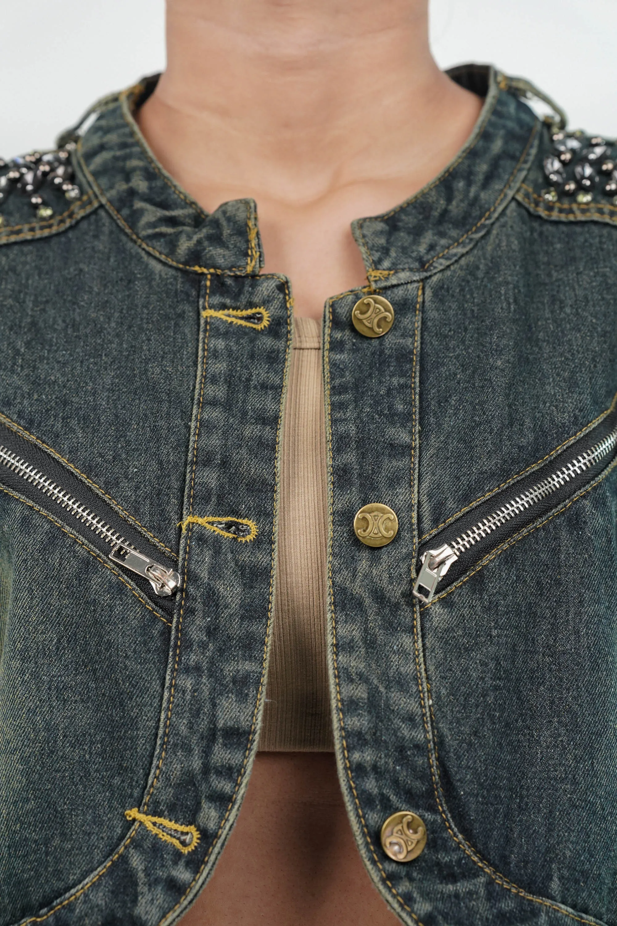 Cropped Chain & Stitch Jacket