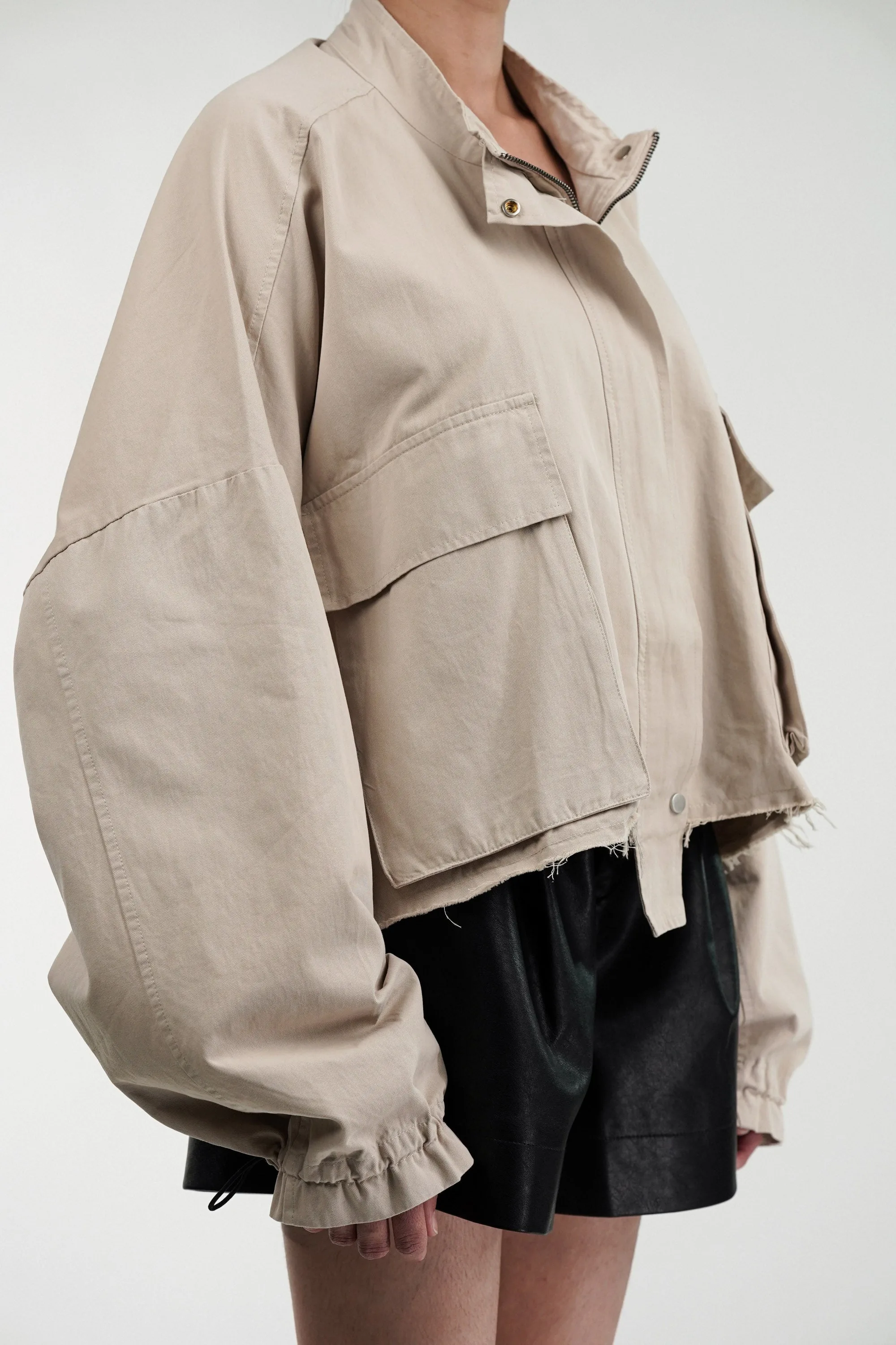 Dapper Cream Oversized Cropped Jacket