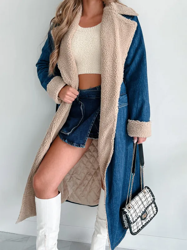 Denim Winter Coat with Plush Lining