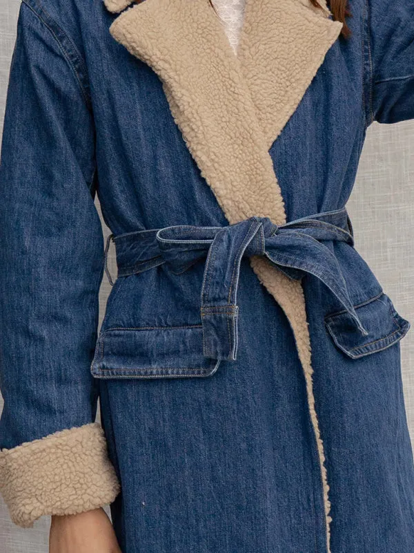 Denim Winter Coat with Plush Lining