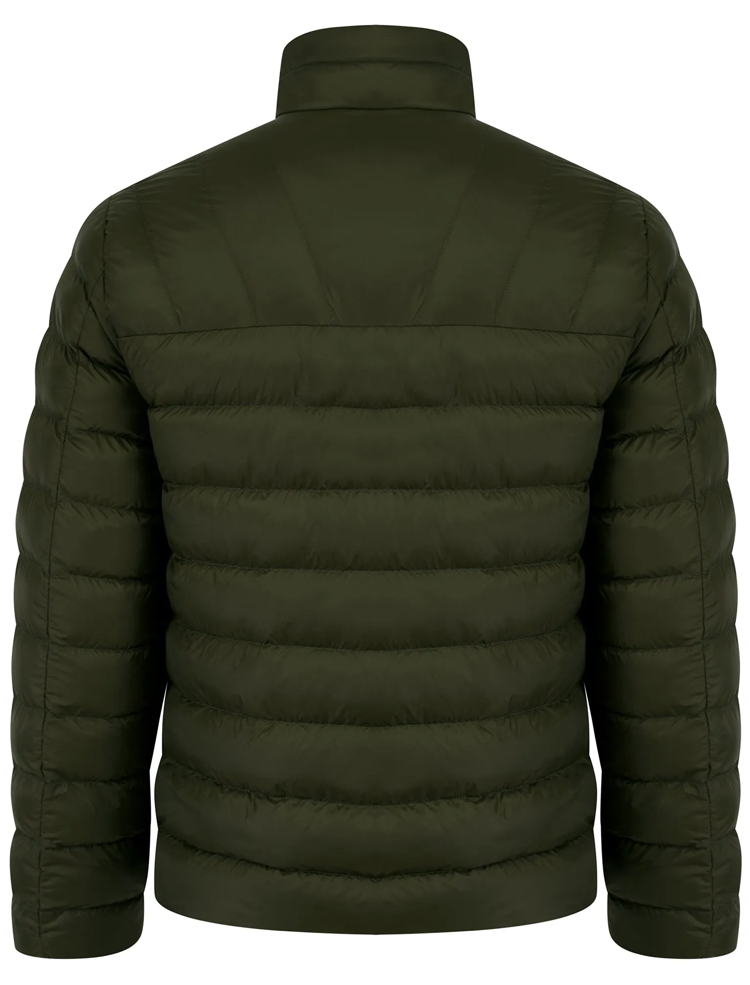 Eastwood Funnel Neck Quilted Puffer Jacket with Fleece Lined Collar in Khaki - Tokyo Laundry