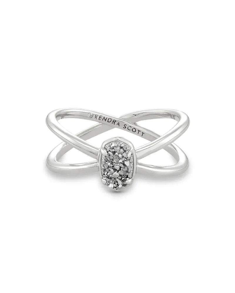 Emilie Silver Double Band Ring in Platinum Drusy by Kendra Scott