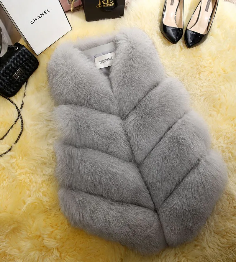 Faux Fur Sleeveless Vest Winter Thick Coats Women 2022 New Fashion