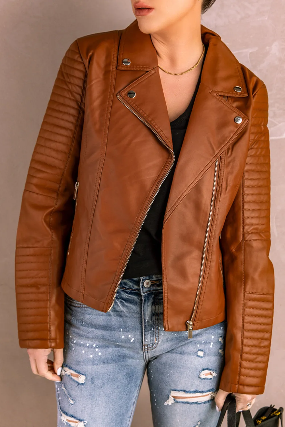 Faux Leather Motorcycle Jacket