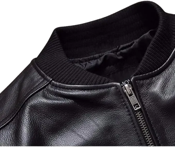 Genuine Cow Leather Jacket For Men Leather Coat Slim Fit Style Baseball Suit Coat Spring Fashion