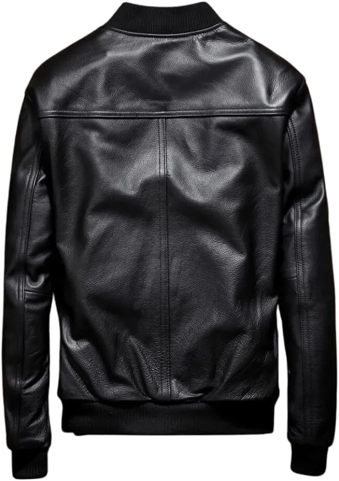 Genuine Cow Leather Jacket For Men Leather Coat Slim Fit Style Baseball Suit Coat Spring Fashion