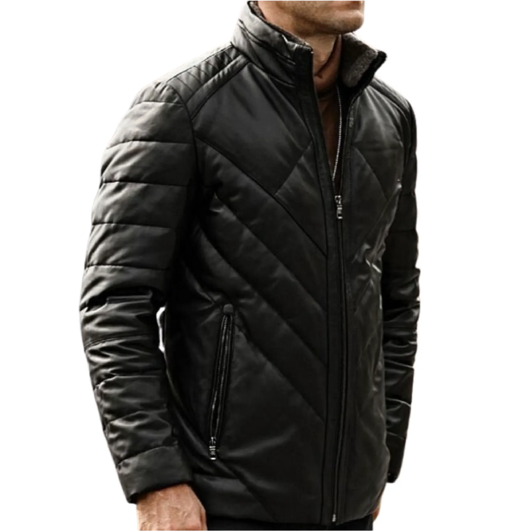 Genuine Lambskin Leather Jacket For Men Stylish Casual Zipper Style Coat For Autumn & Winter