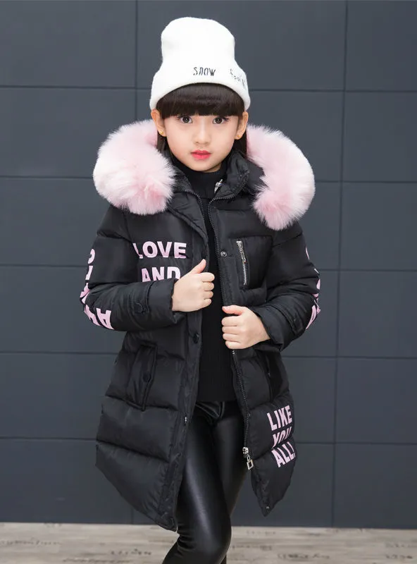 Girls Cotton-padded Outerwear & Coats Children Warm