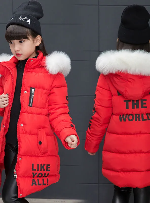 Girls Cotton-padded Outerwear & Coats Children Warm