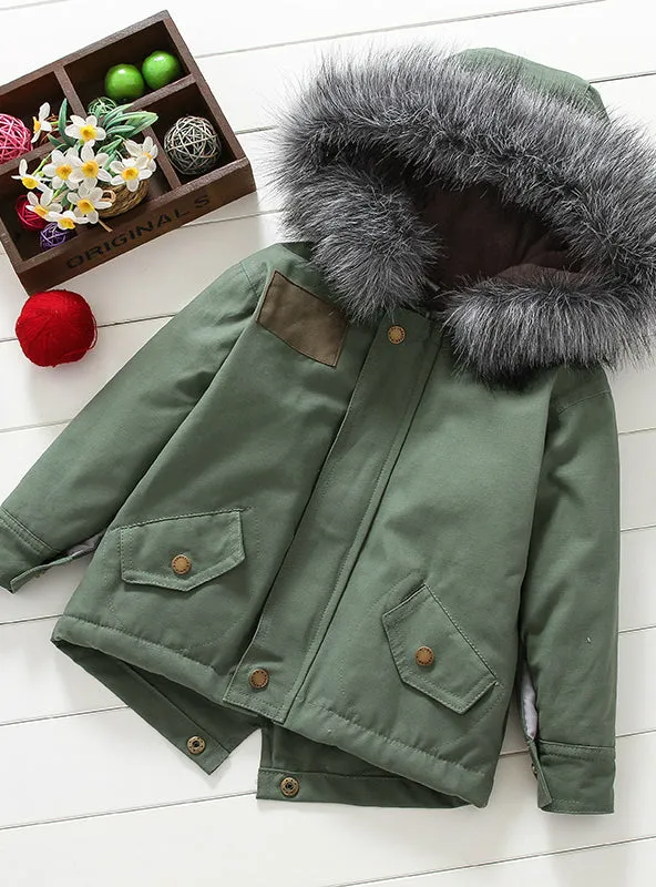 Girls Winter Fur Coat Girls Fur Hooded Jackets