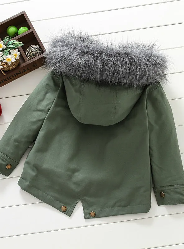 Girls Winter Fur Coat Girls Fur Hooded Jackets