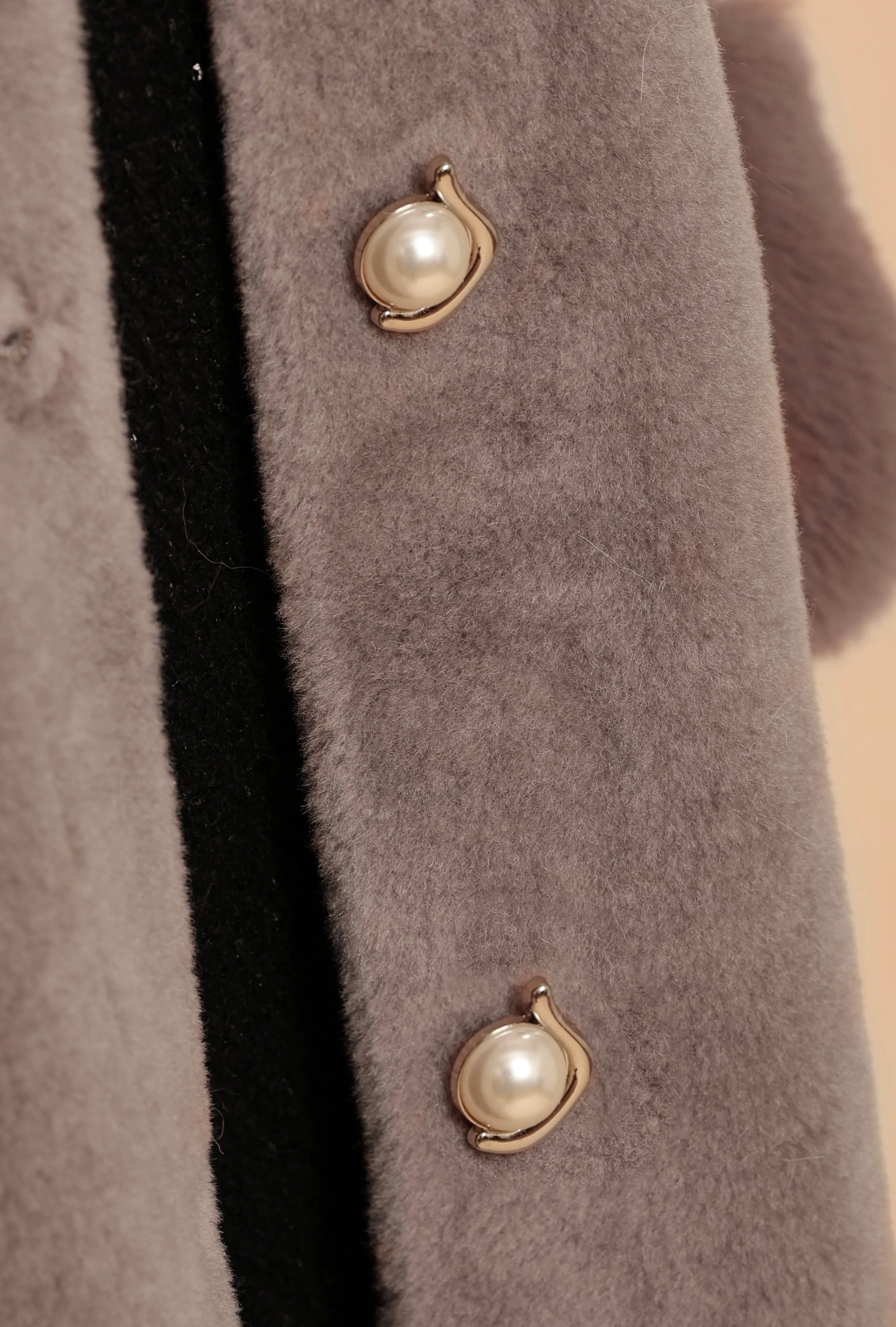 'Hayworth' Wool and Faux Fur Coat in Grigio