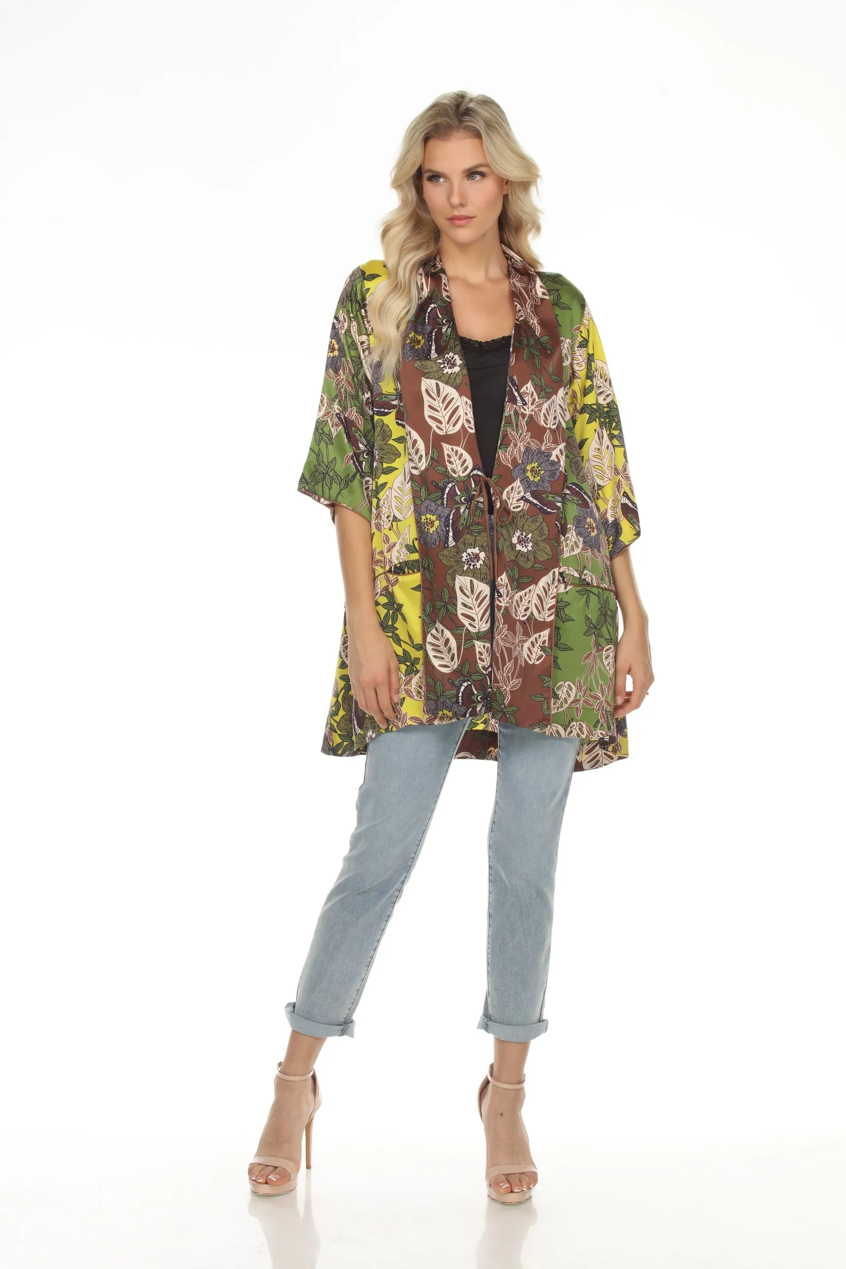 Johnny Was Lucero Salvor Silk Printed 3/4 Sleeve Kimono Boho Chic C43022 NEW