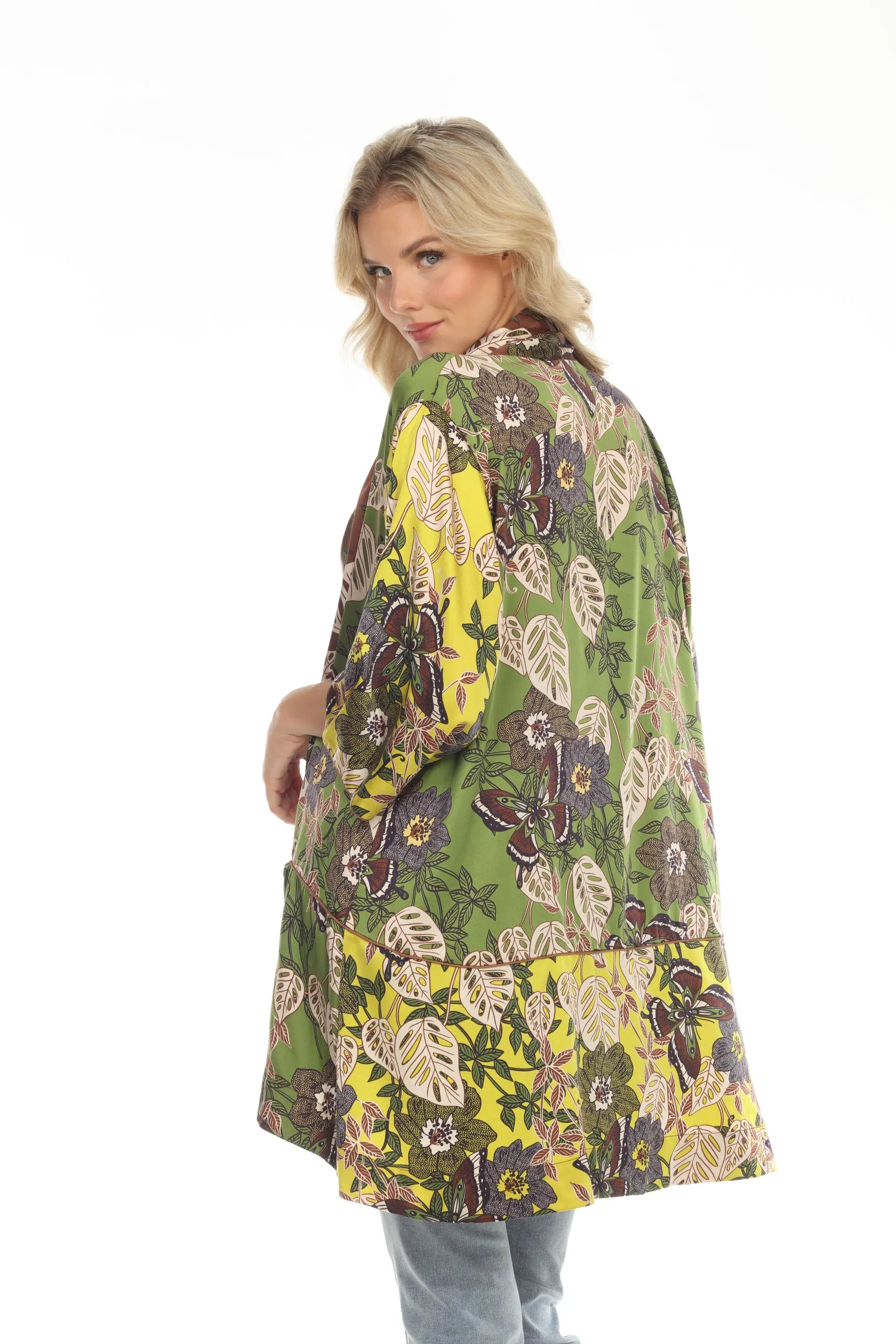 Johnny Was Lucero Salvor Silk Printed 3/4 Sleeve Kimono Boho Chic C43022 NEW