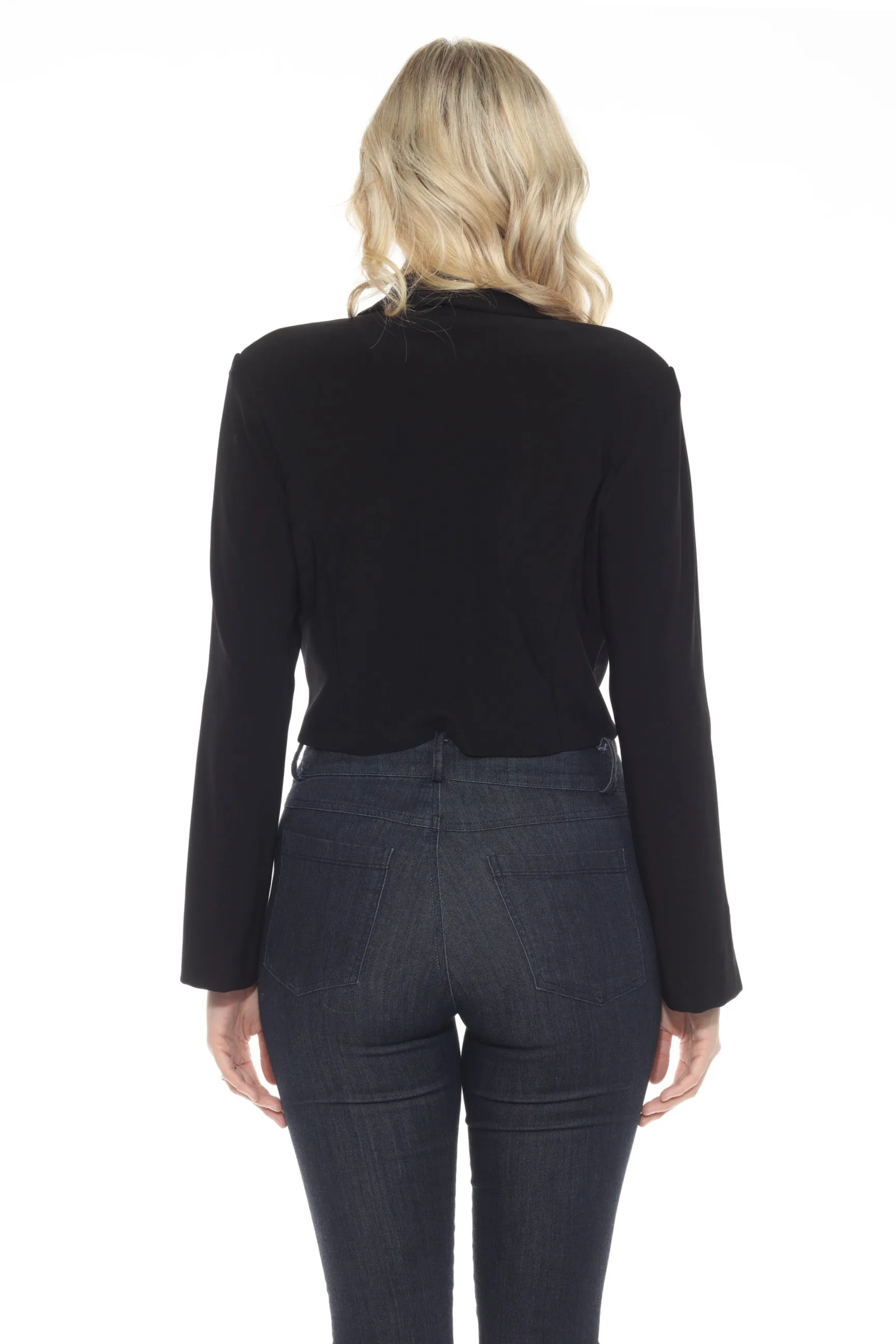 Joseph Ribkoff Black Long Sleeve Cropped Blazer Jacket 244053