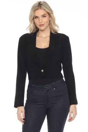 Joseph Ribkoff Black Long Sleeve Cropped Blazer Jacket 244053