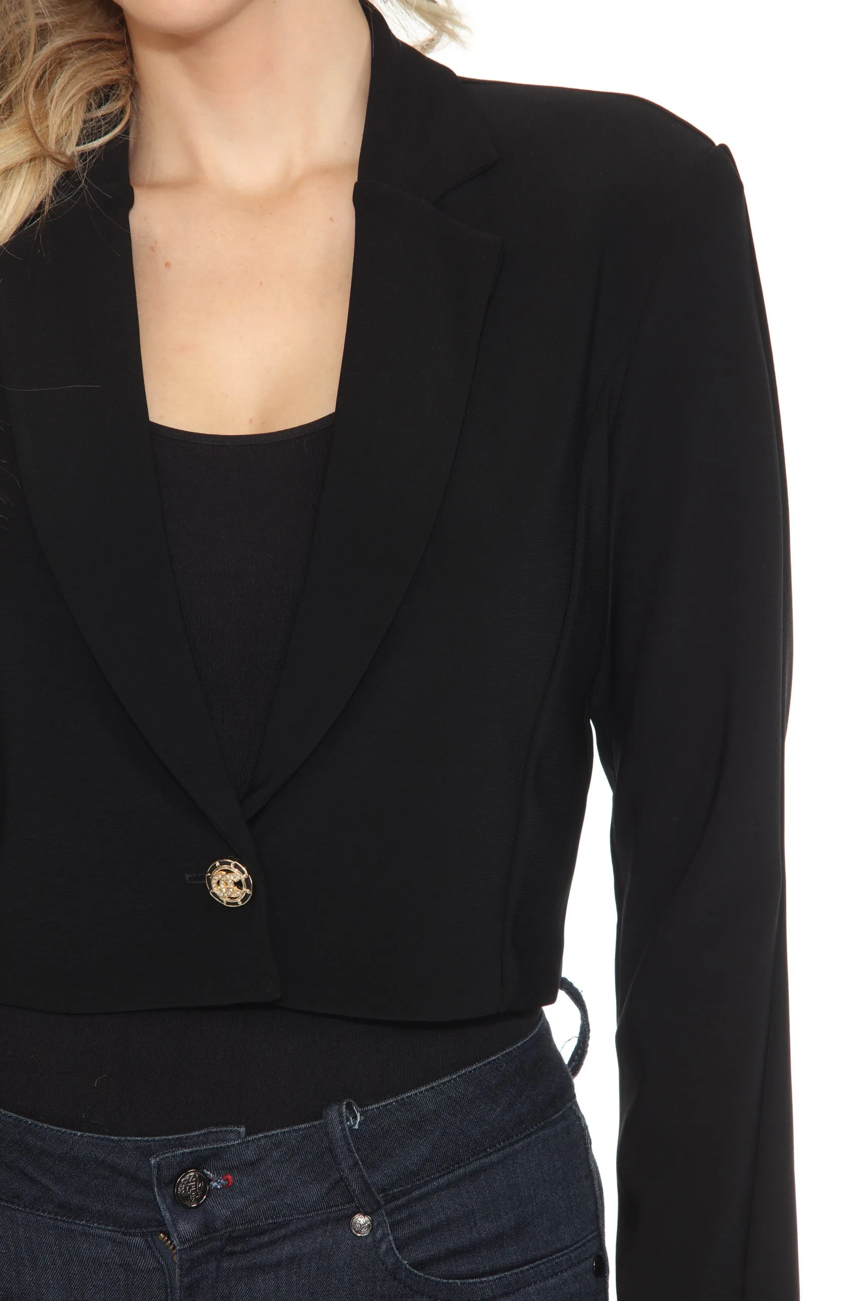 Joseph Ribkoff Black Long Sleeve Cropped Blazer Jacket 244053