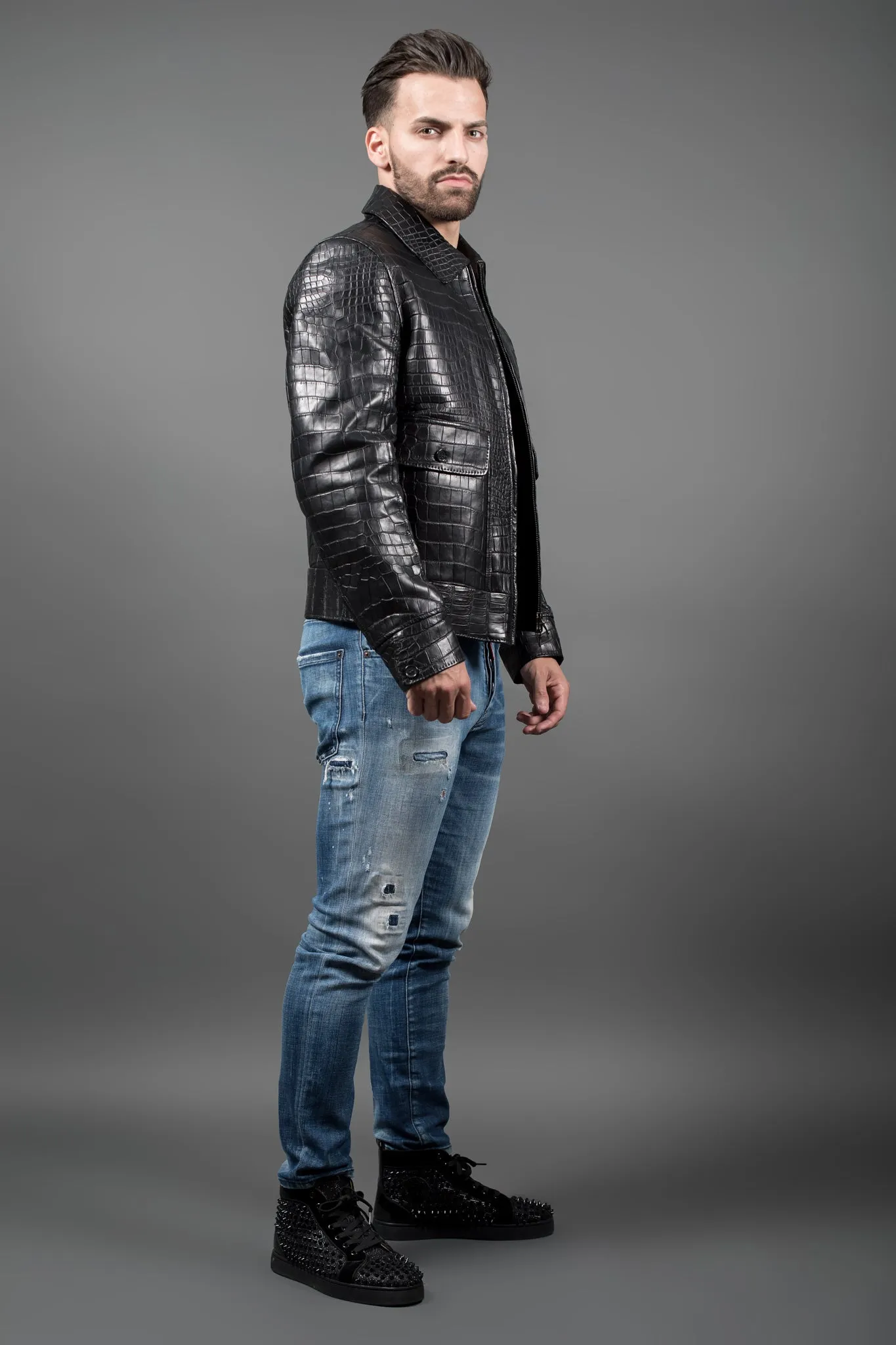 Leather Crocodile men's jacket luxury