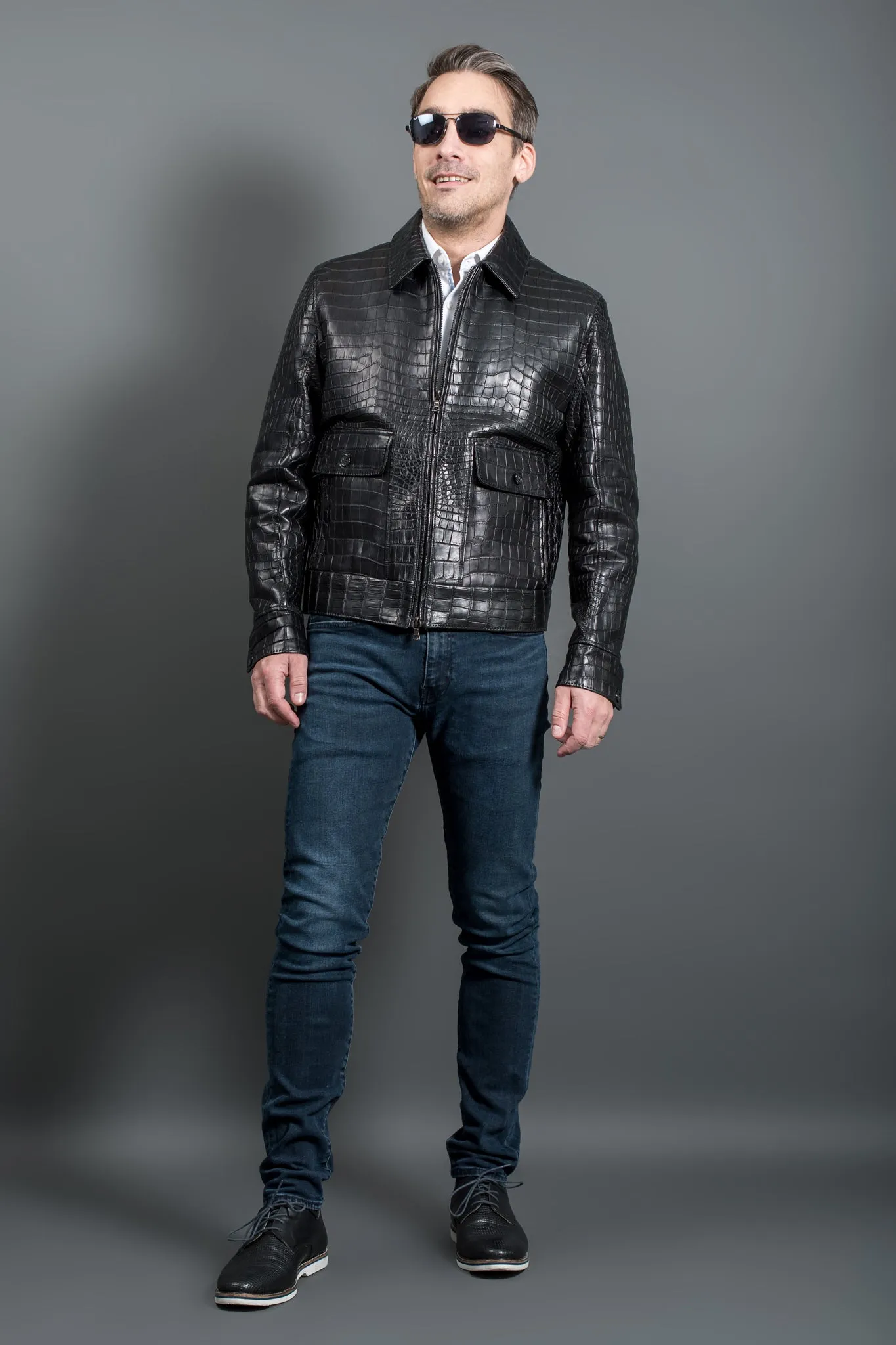 Leather Crocodile men's jacket luxury