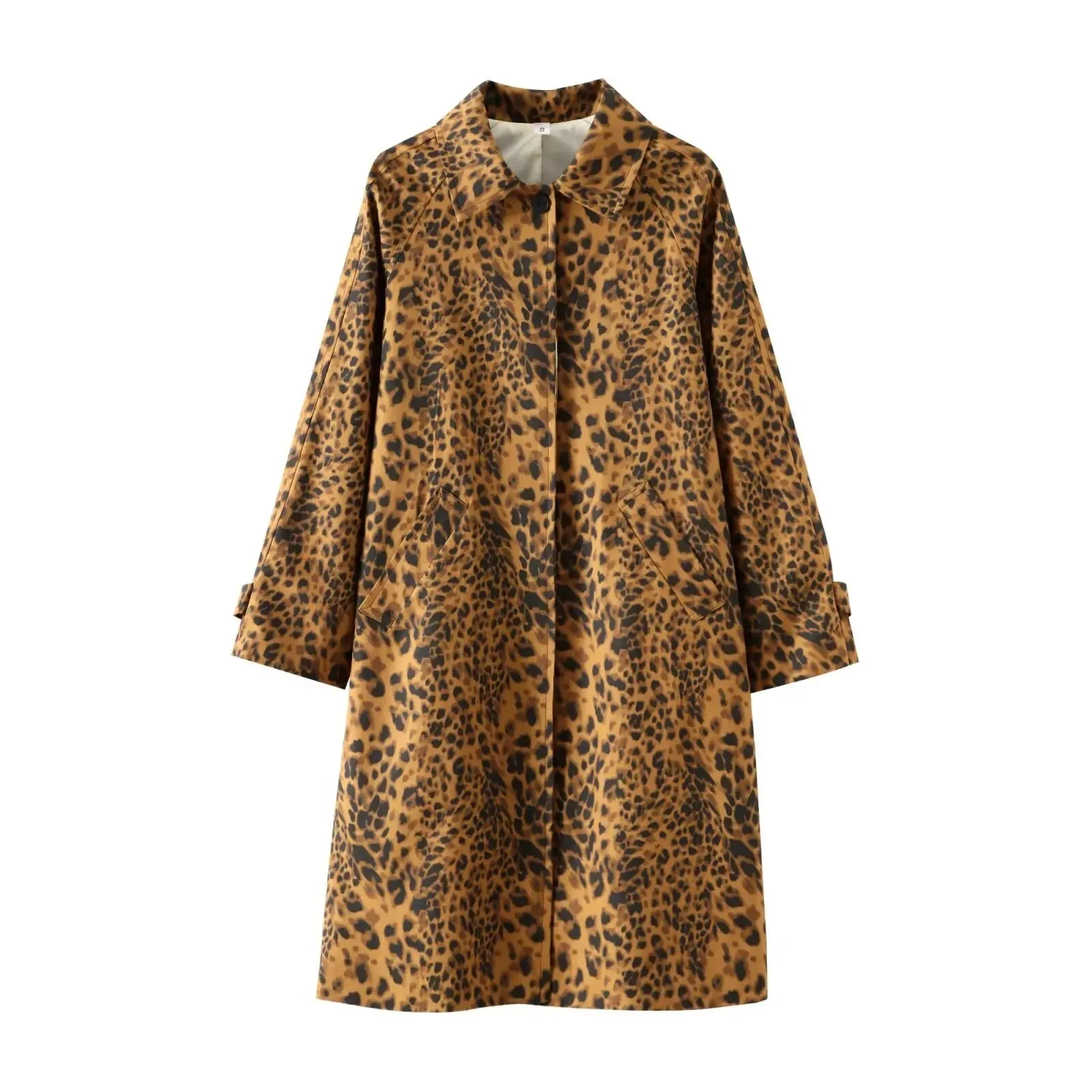 Leopard Print Long Coat Animal Pattern Winter Outwear