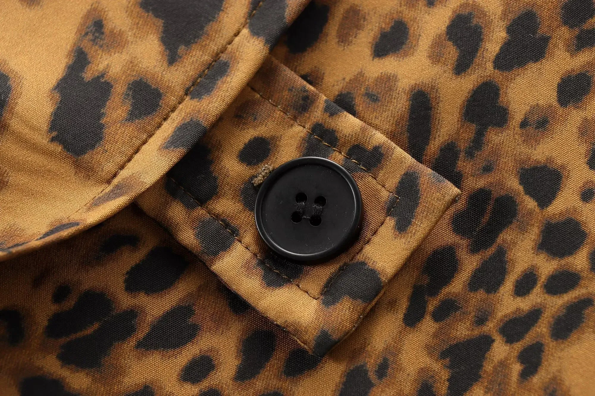 Leopard Print Long Coat Animal Pattern Winter Outwear