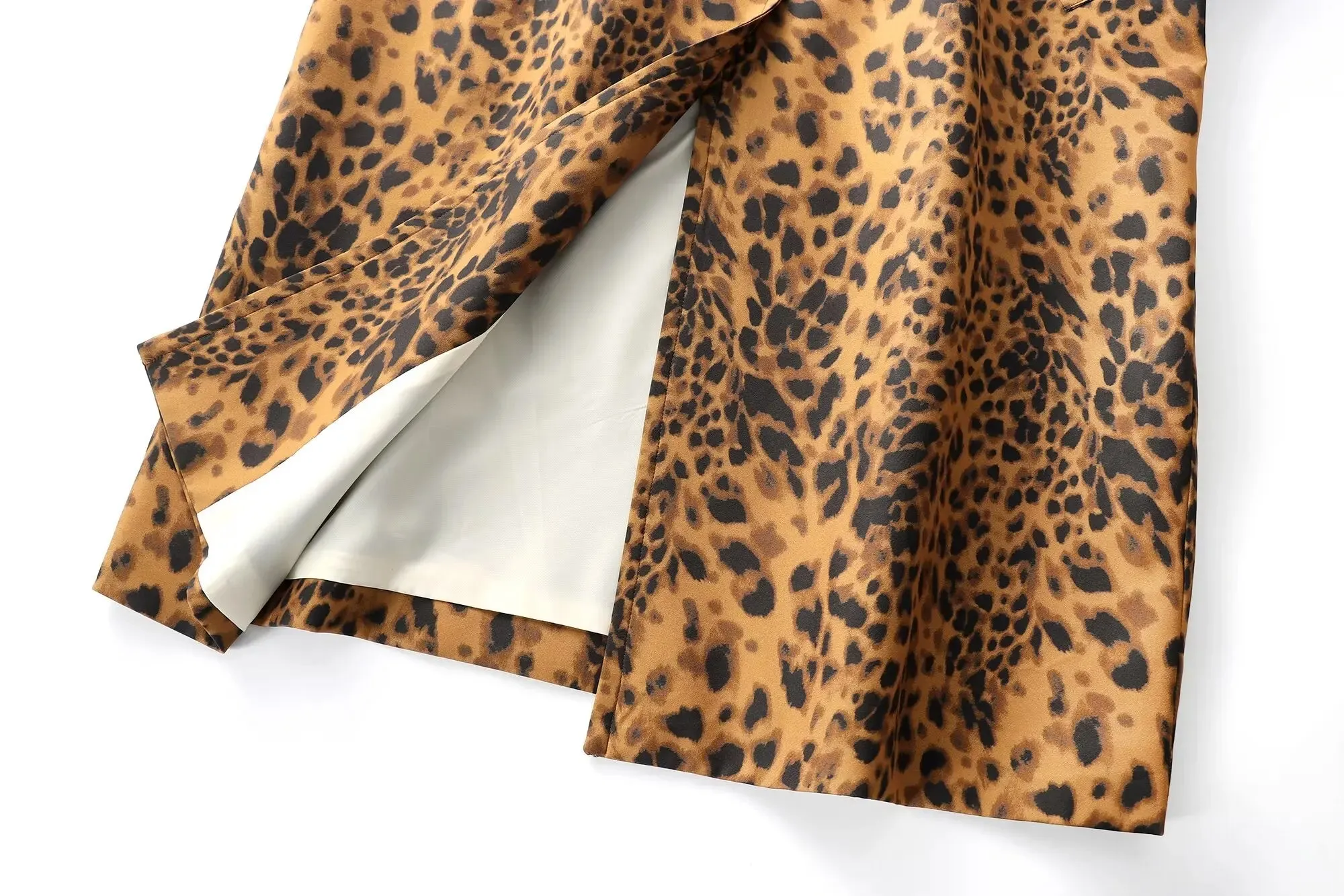 Leopard Print Long Coat Animal Pattern Winter Outwear