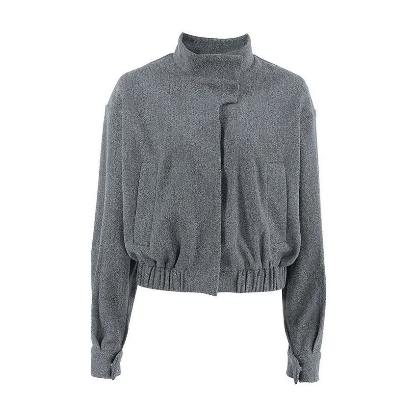 Lightweight Cropped Stand-Collar Jacket for Cool Weather