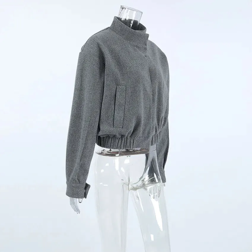 Lightweight Cropped Stand-Collar Jacket for Cool Weather