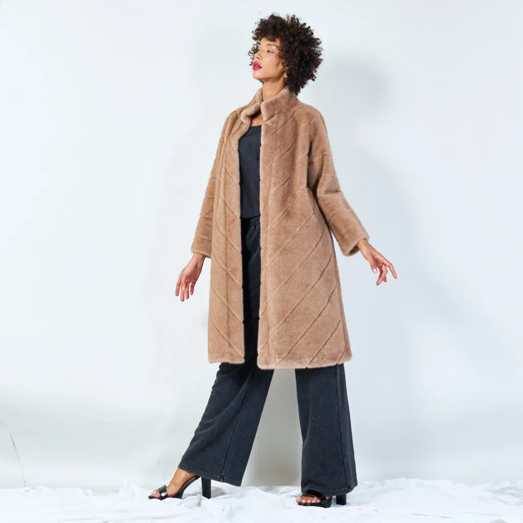 Long faux fur coat with luxurious texture wholesale