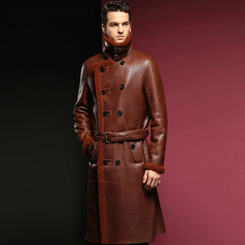 Men's Brown Shearling Coat