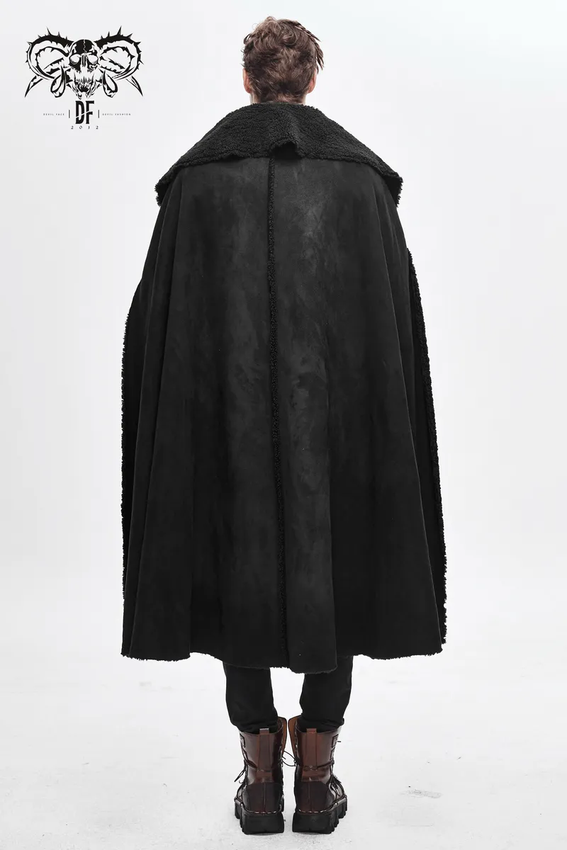 Men's Warm Irregular Cloak / Gothic Long Cloak with Buckled Straps / Alternative Clothing