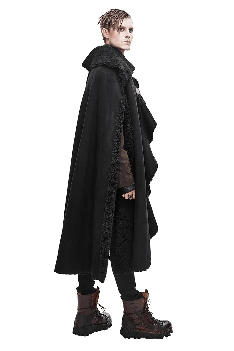 Men's Warm Irregular Cloak / Gothic Long Cloak with Buckled Straps / Alternative Clothing