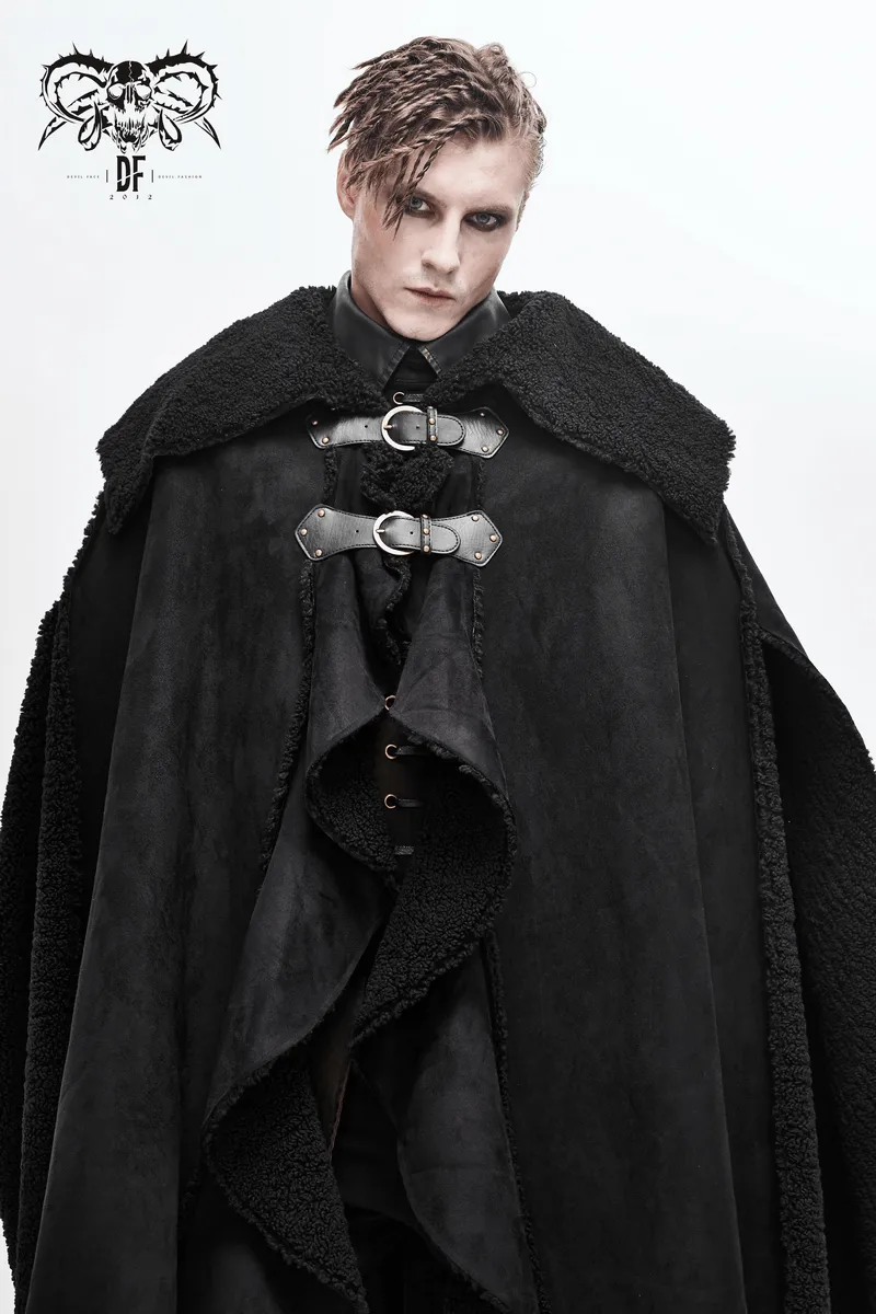 Men's Warm Irregular Cloak / Gothic Long Cloak with Buckled Straps / Alternative Clothing