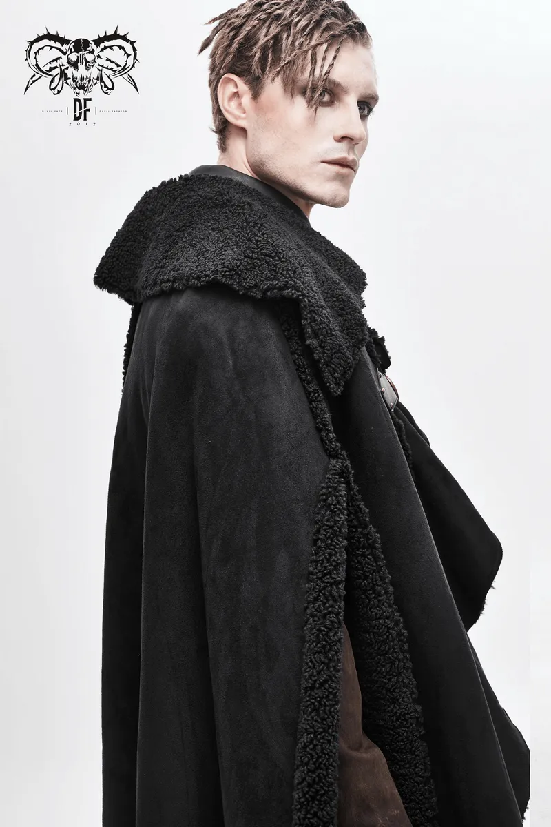 Men's Warm Irregular Cloak / Gothic Long Cloak with Buckled Straps / Alternative Clothing